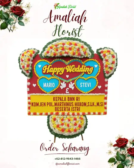 Papan Bunga Pernikahan Heni Arong